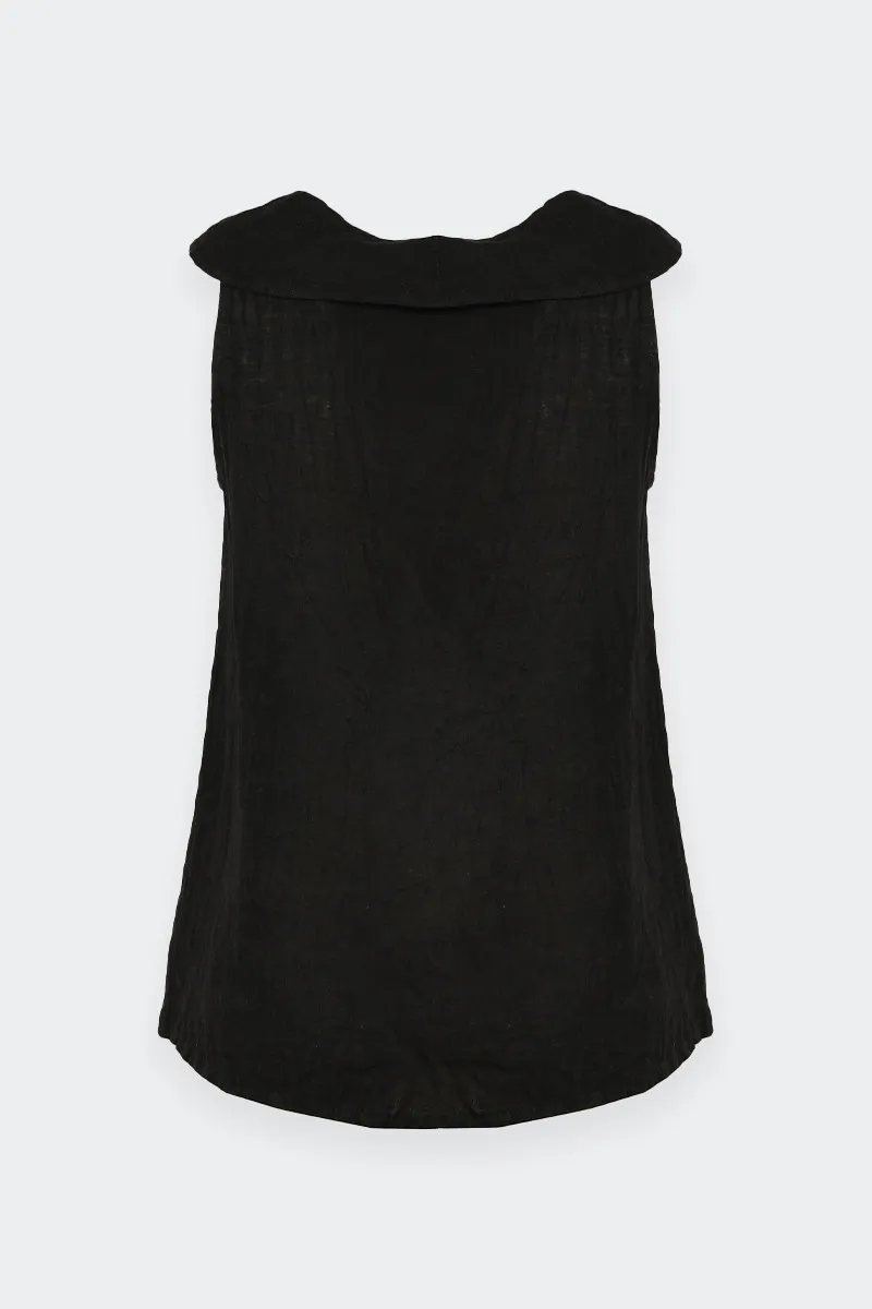 TOP COLLO BABY NERO IN LINO - Results: Trendy Black Linen Baby Bib