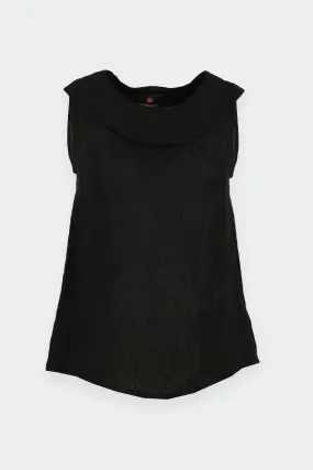 TOP COLLO BABY NERO IN LINO - Results: Trendy Black Linen Baby Bib