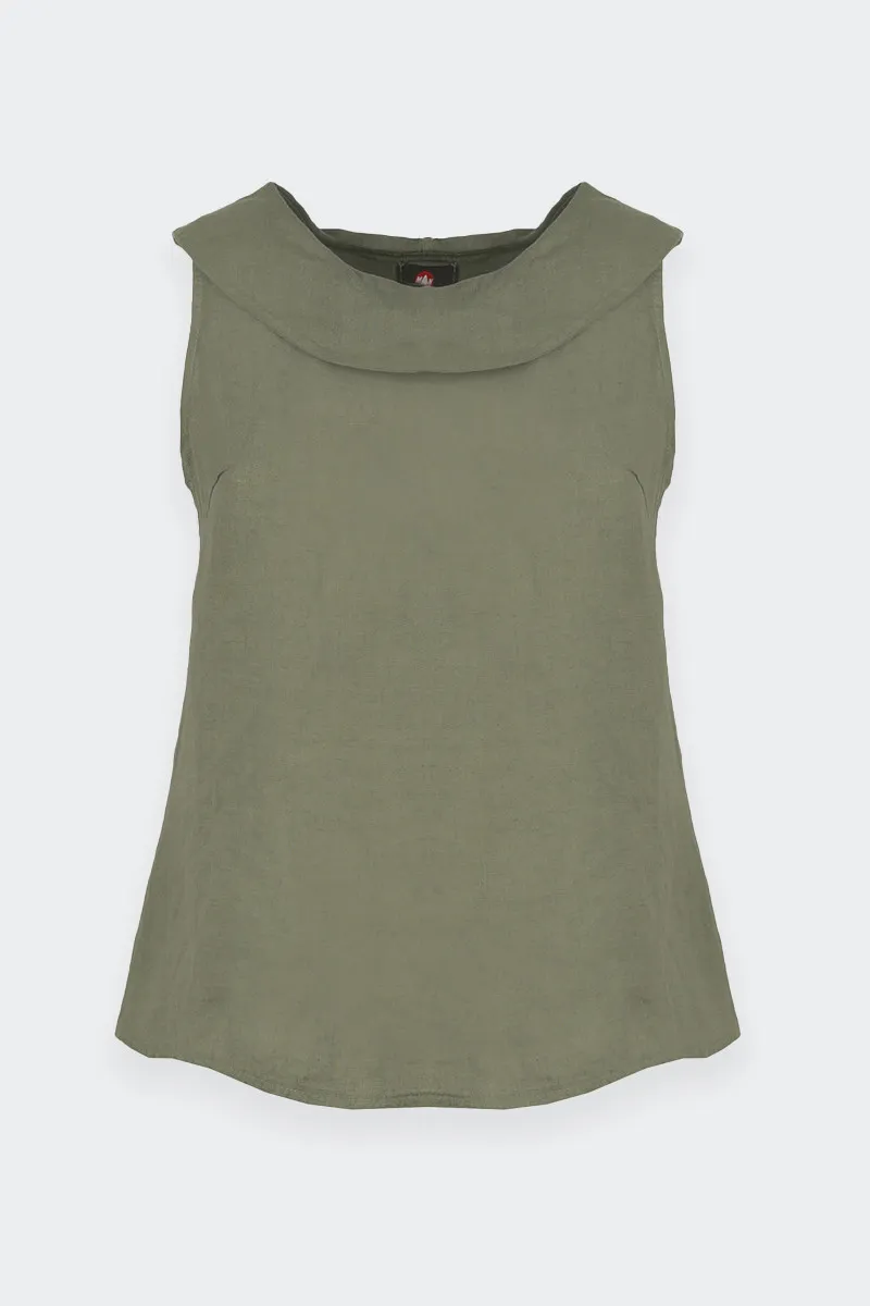 Top Green Linen Baby Collo