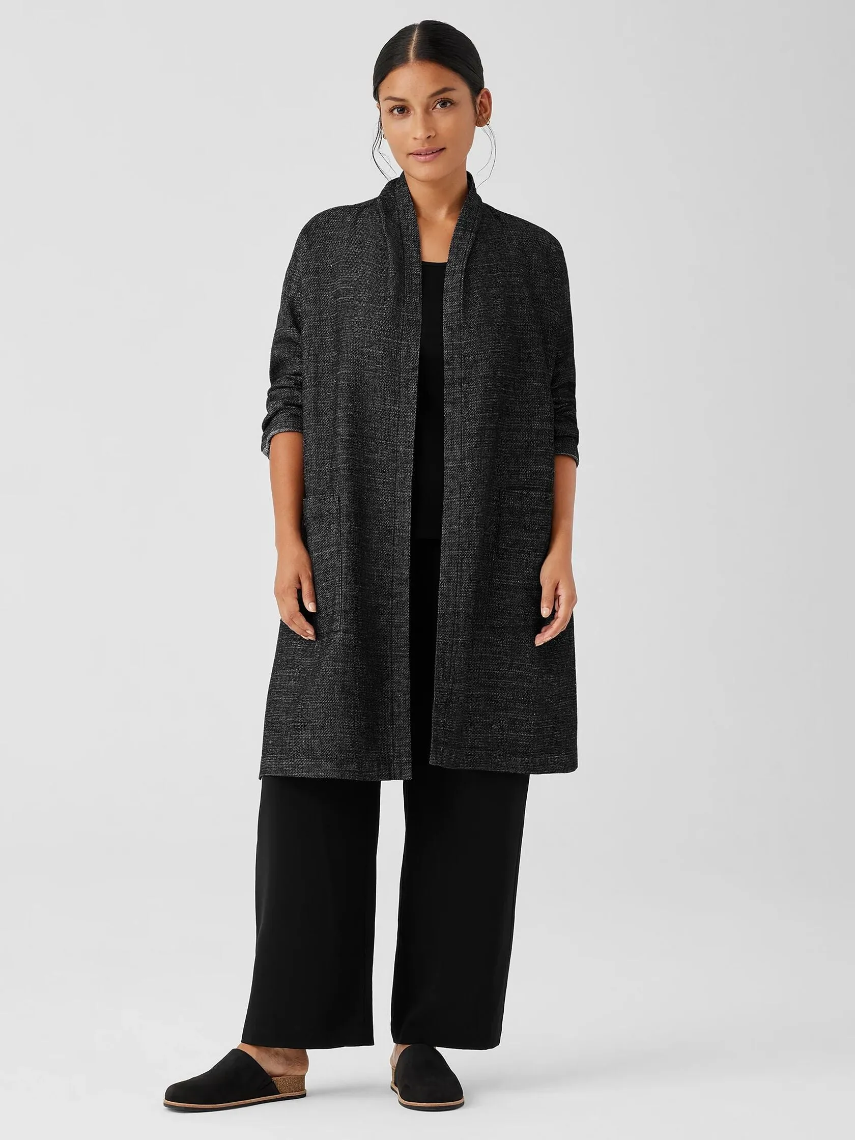 Tweed High Collar Hemp Coat