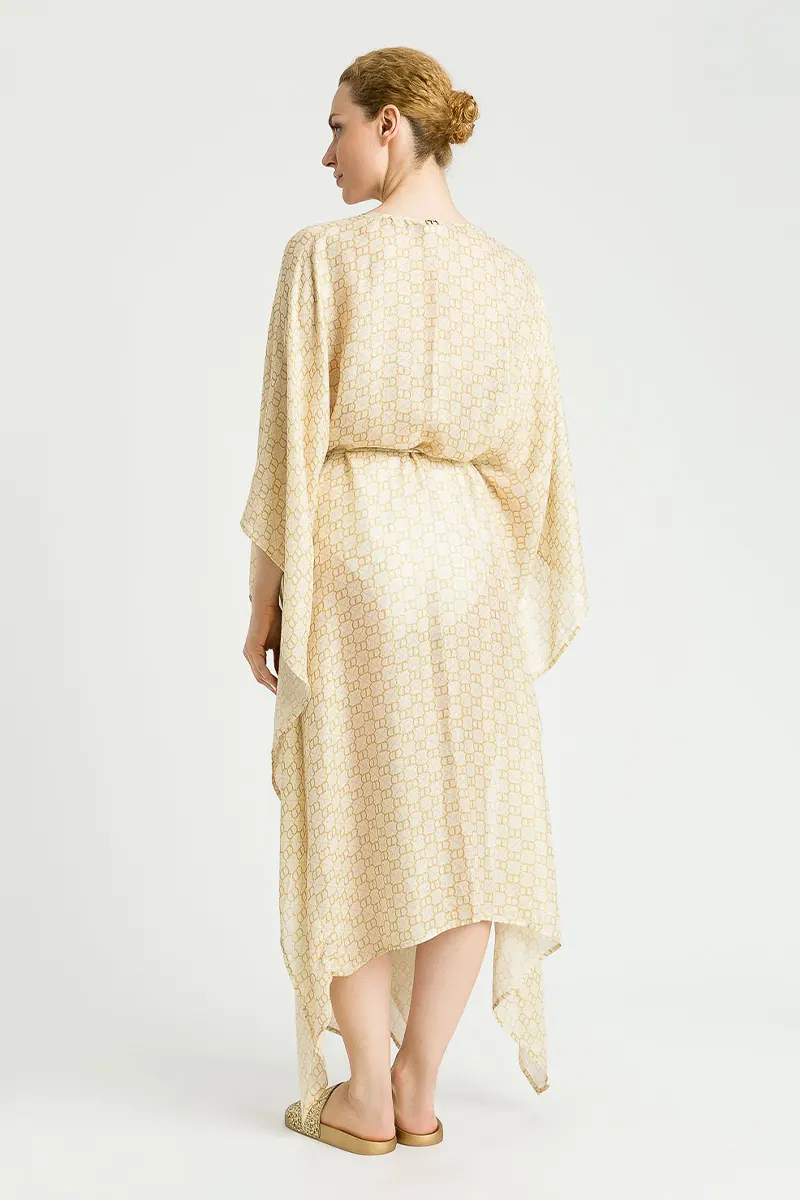 TWINSET long caftan dress with jacquard belt