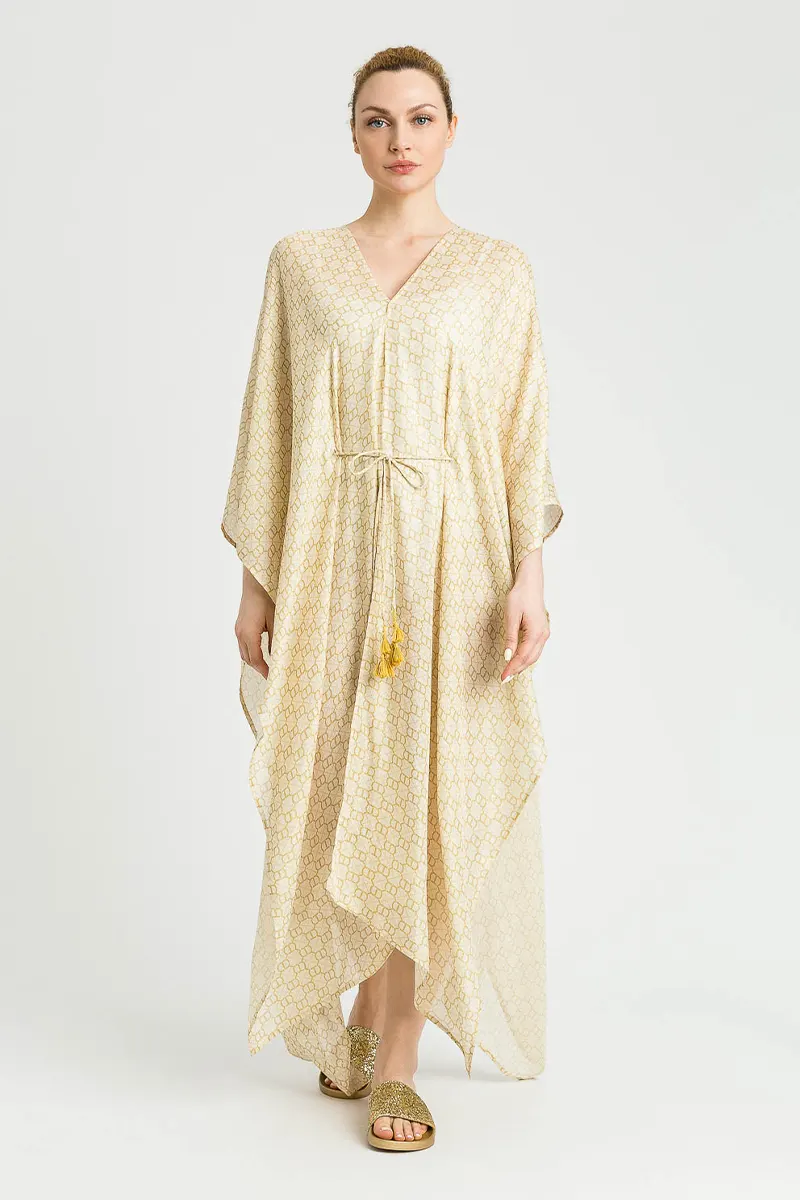 TWINSET long caftan dress with jacquard belt