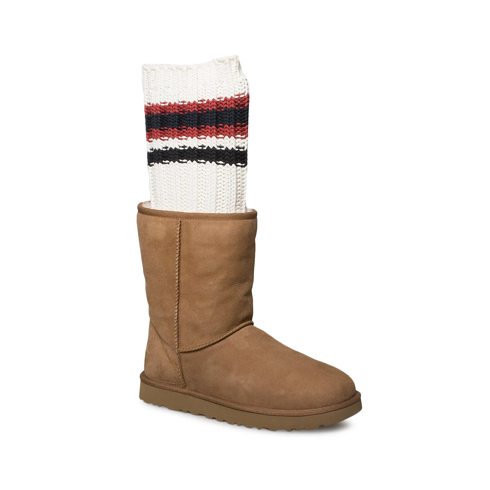 UGG Sacai Women's Boots, Knit Classic Short II, Chestnut Color