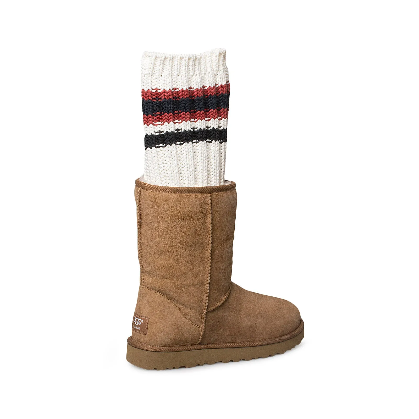 UGG Sacai Women's Boots, Knit Classic Short II, Chestnut Color