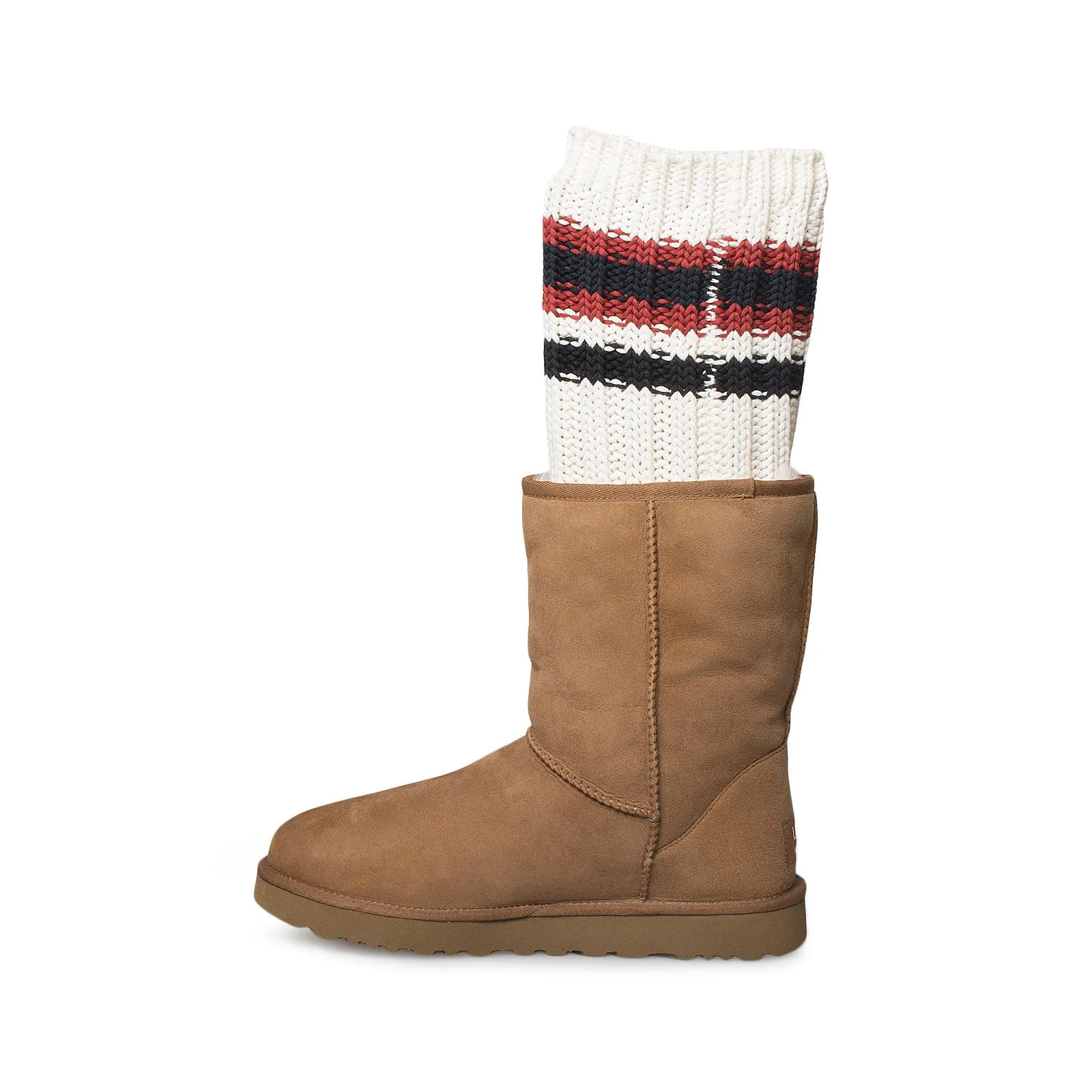 UGG Sacai Women's Boots, Knit Classic Short II, Chestnut Color