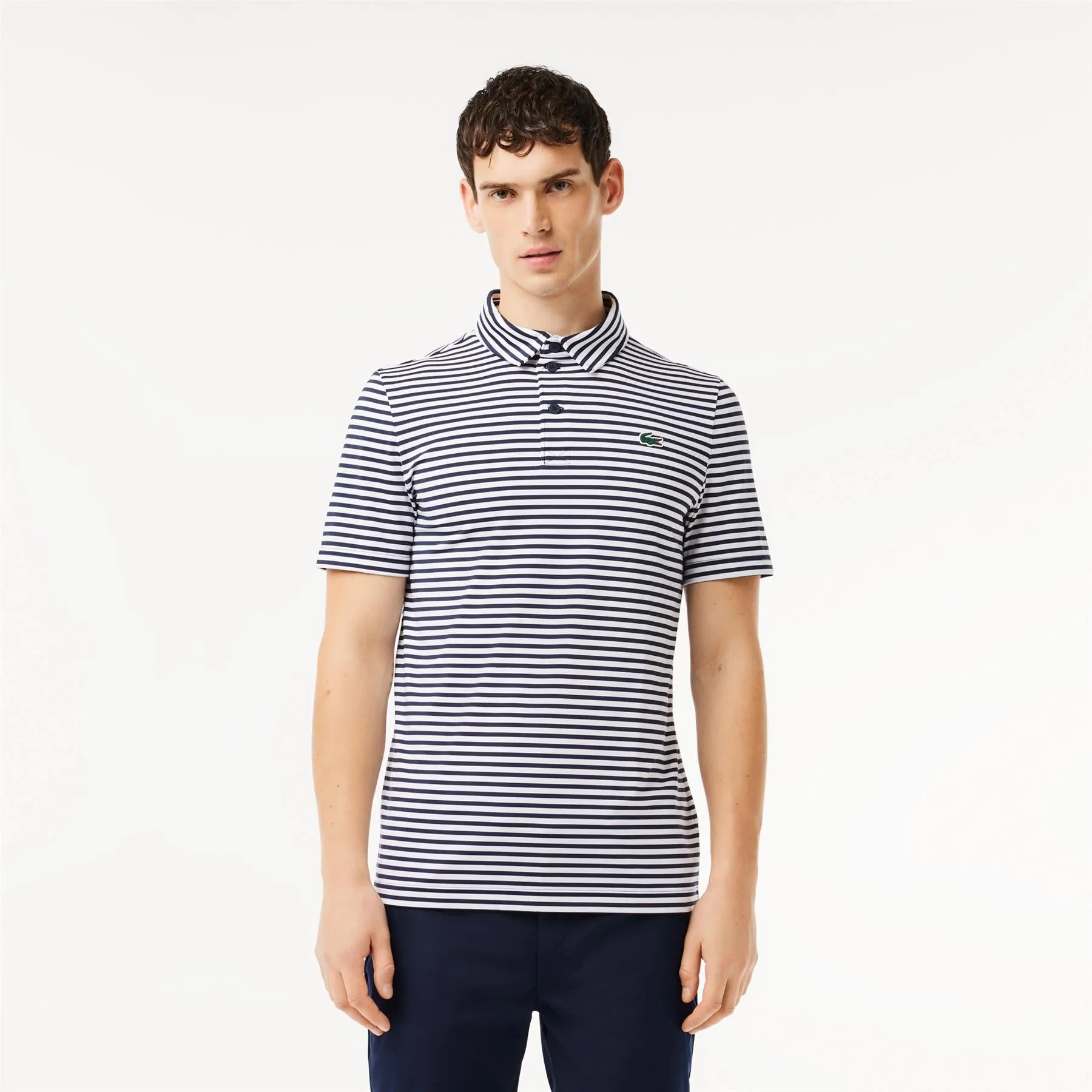 Ultra-Dry Golf Stripe Polo Navy/White - Regular Fit + Stretch | SS24