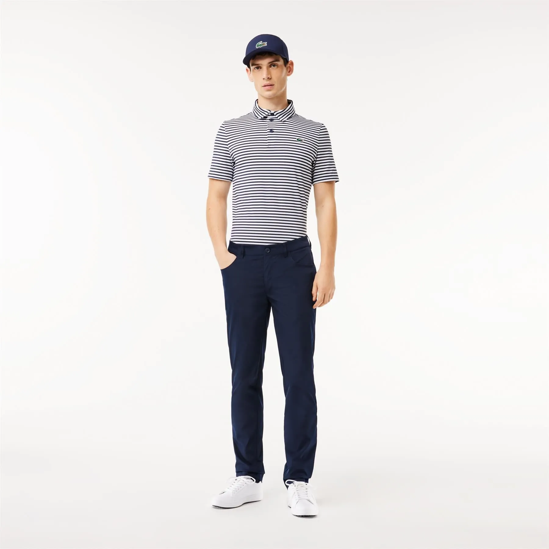 Ultra-Dry Golf Stripe Polo Navy/White - Regular Fit + Stretch | SS24