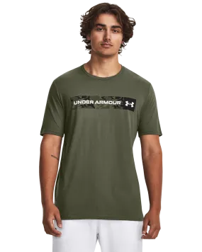 Under Armour Camo Chest Stripe Short Sleeve in Olive - style 1376830