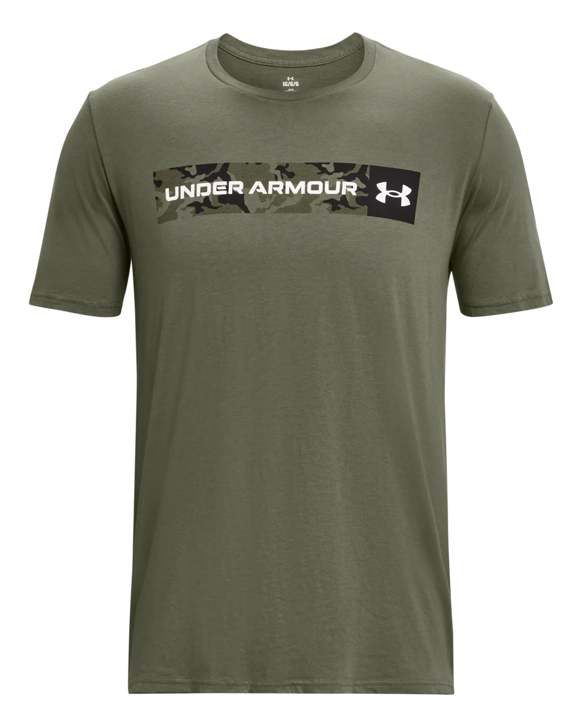 Under Armour Camo Chest Stripe Short Sleeve in Olive - style 1376830