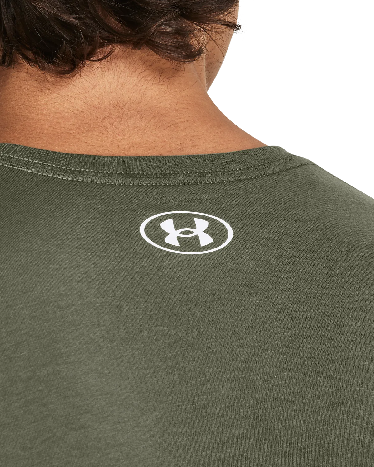 Under Armour Camo Chest Stripe Short Sleeve in Olive - style 1376830