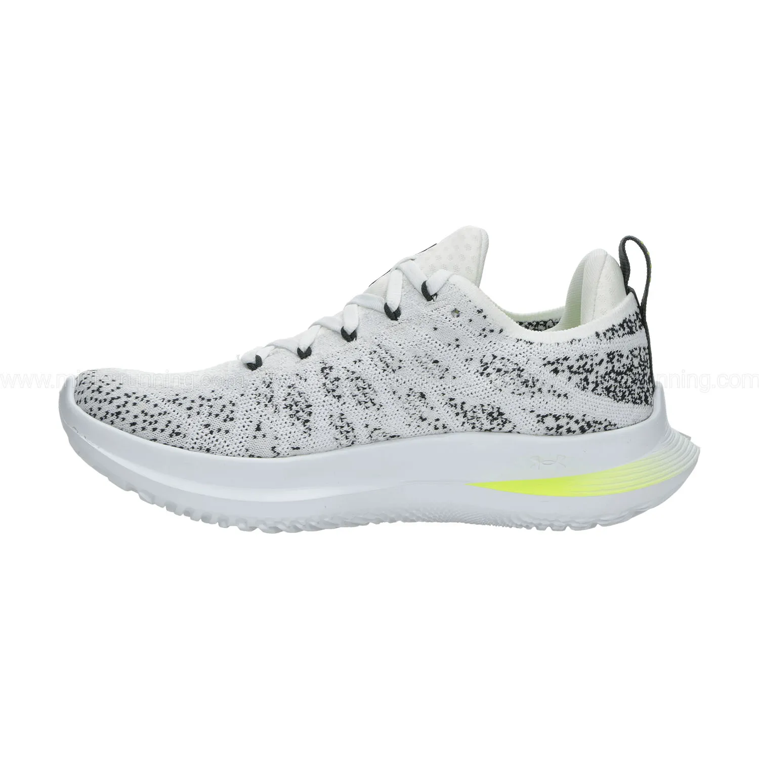 Under Armour Flow Velociti Wind 3 White Anthracite High Vis Yellow men's running shoes.