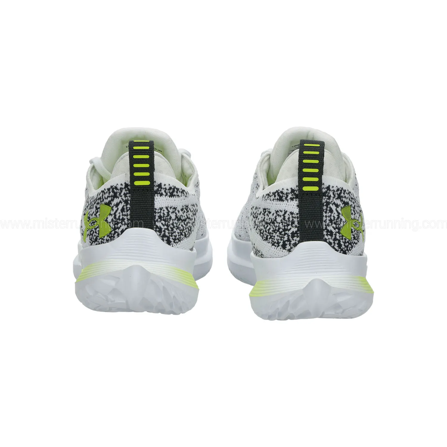 Under Armour Flow Velociti Wind 3 White Anthracite High Vis Yellow men's running shoes.