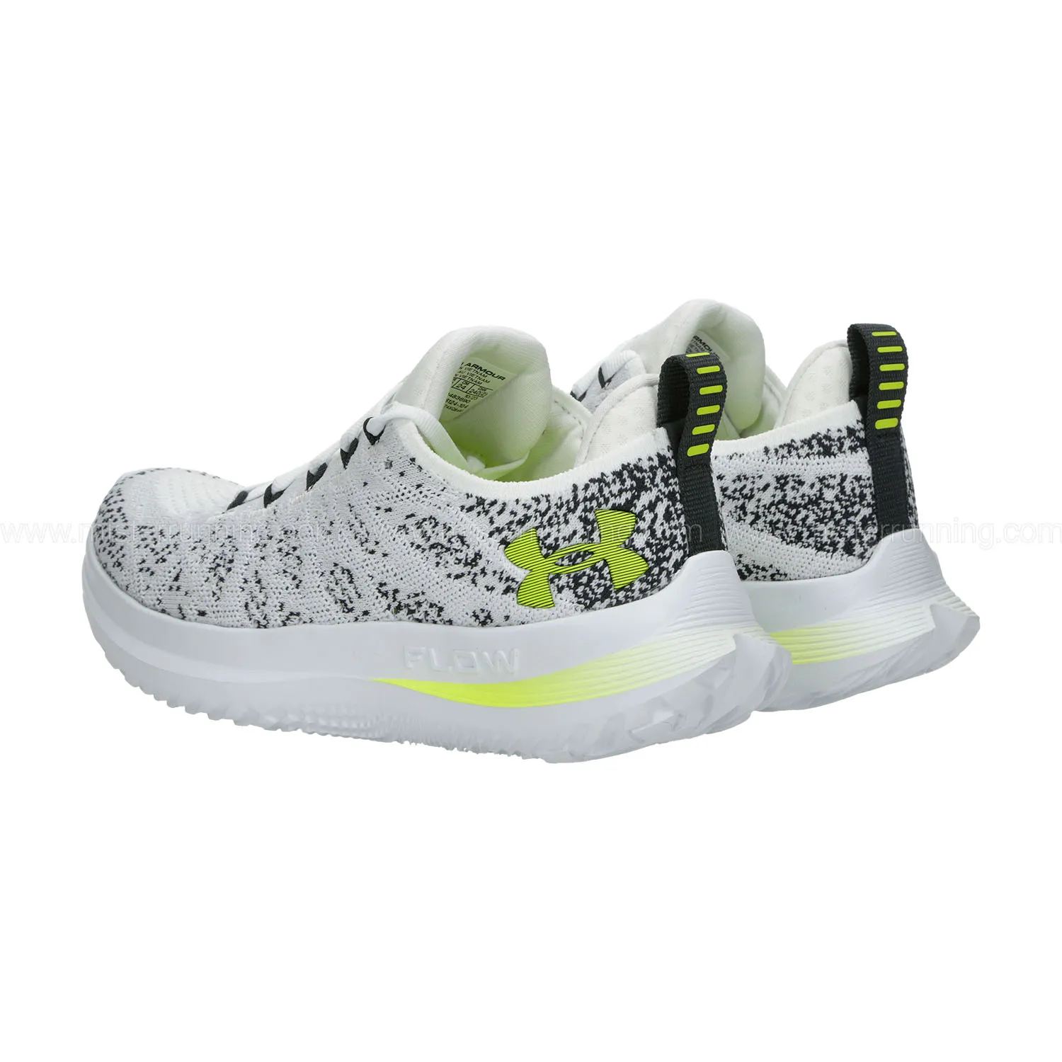 Under Armour Flow Velociti Wind 3 White Anthracite High Vis Yellow men's running shoes.