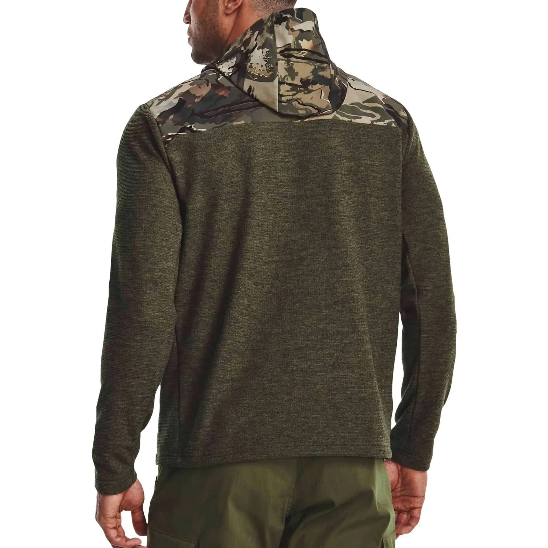 Under Armour Men’s Specialist Grid 1/2 Zip Hoodie – MARINE OD GREEN/FOREST CO