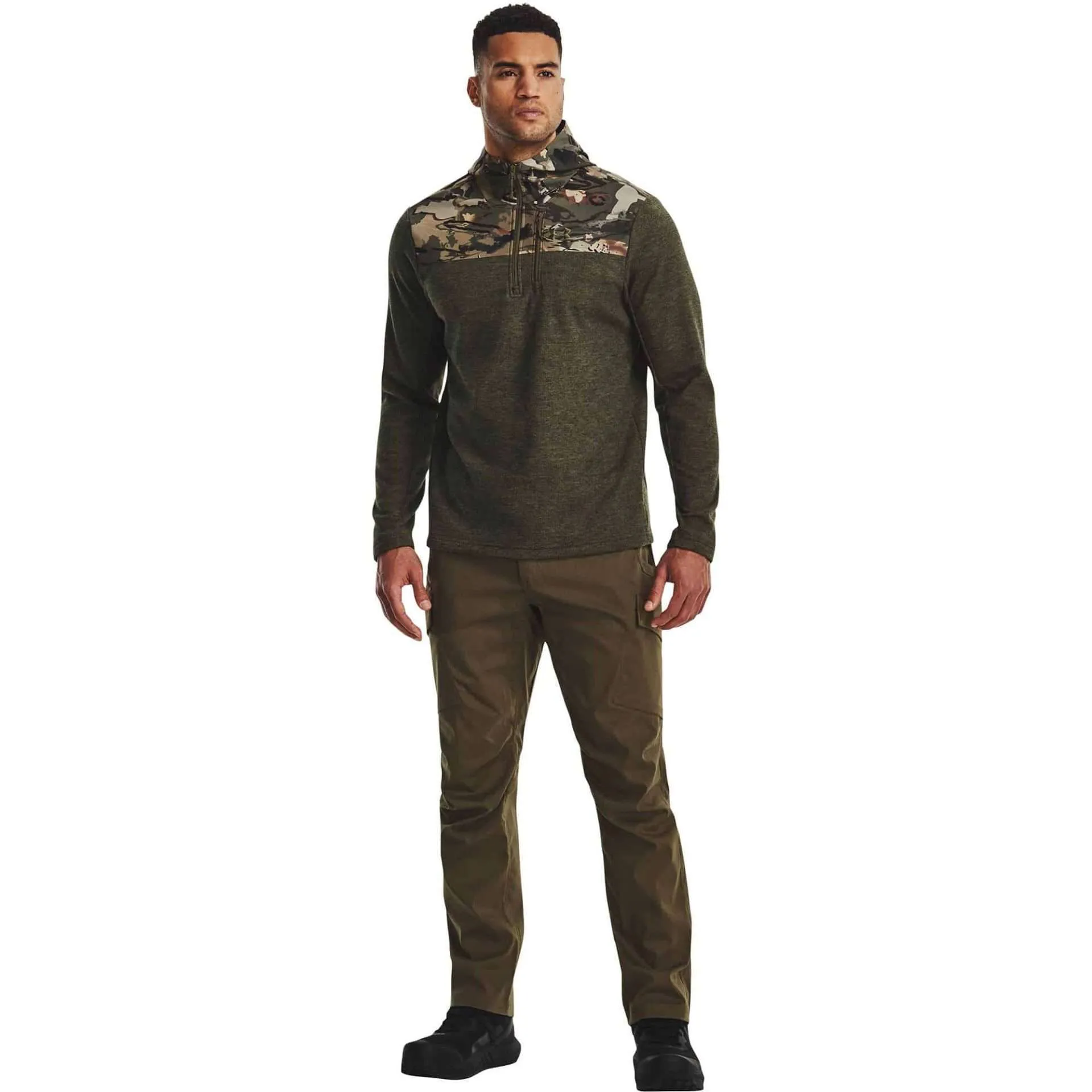 Under Armour Men’s Specialist Grid 1/2 Zip Hoodie – MARINE OD GREEN/FOREST CO