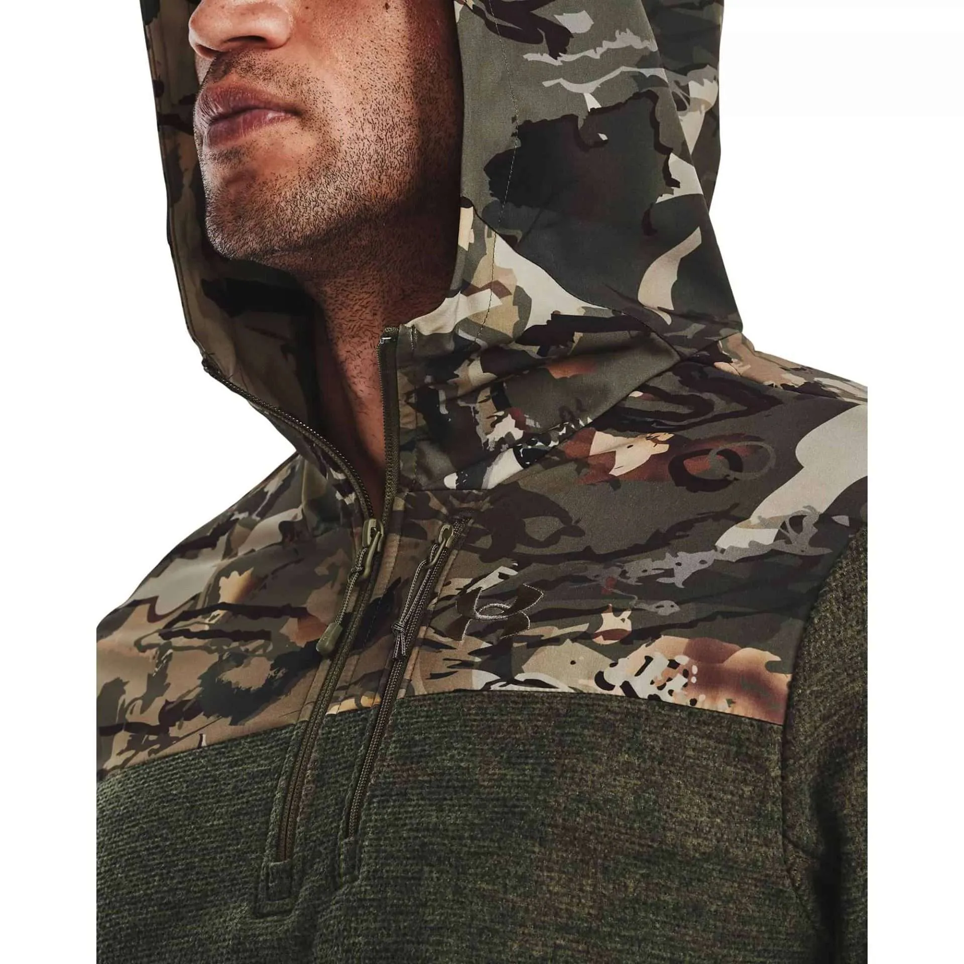 Under Armour Men’s Specialist Grid 1/2 Zip Hoodie – MARINE OD GREEN/FOREST CO