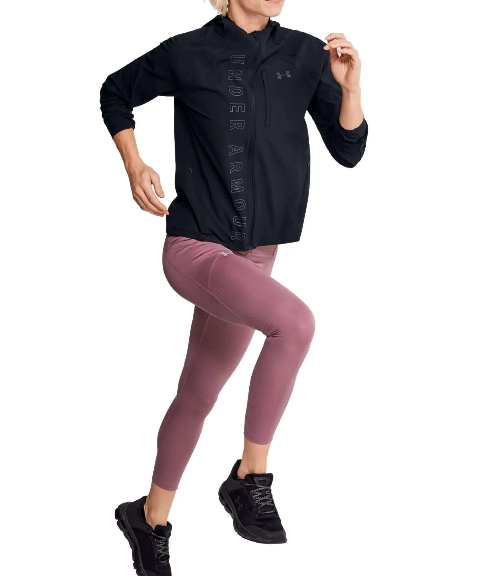 Under Armour Women’s Qualifier OutRun The Storm Jacket (Black/Black/Reflective)