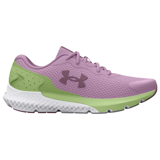 Under Armour youth sneaker - Charged Rogue 3 in Fresh Orchid/Lumos Lime/Misty Purple