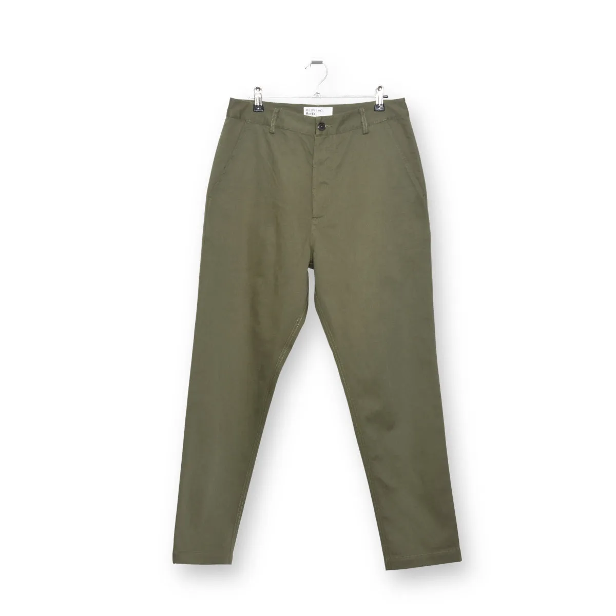 Universal Works light olive chino pants in military style