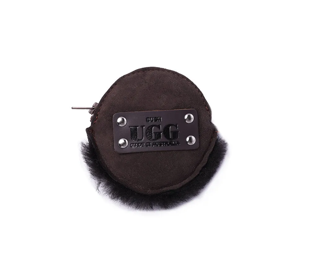 Urban UGG sheepskin fluffy purse with round zip closure in wool.