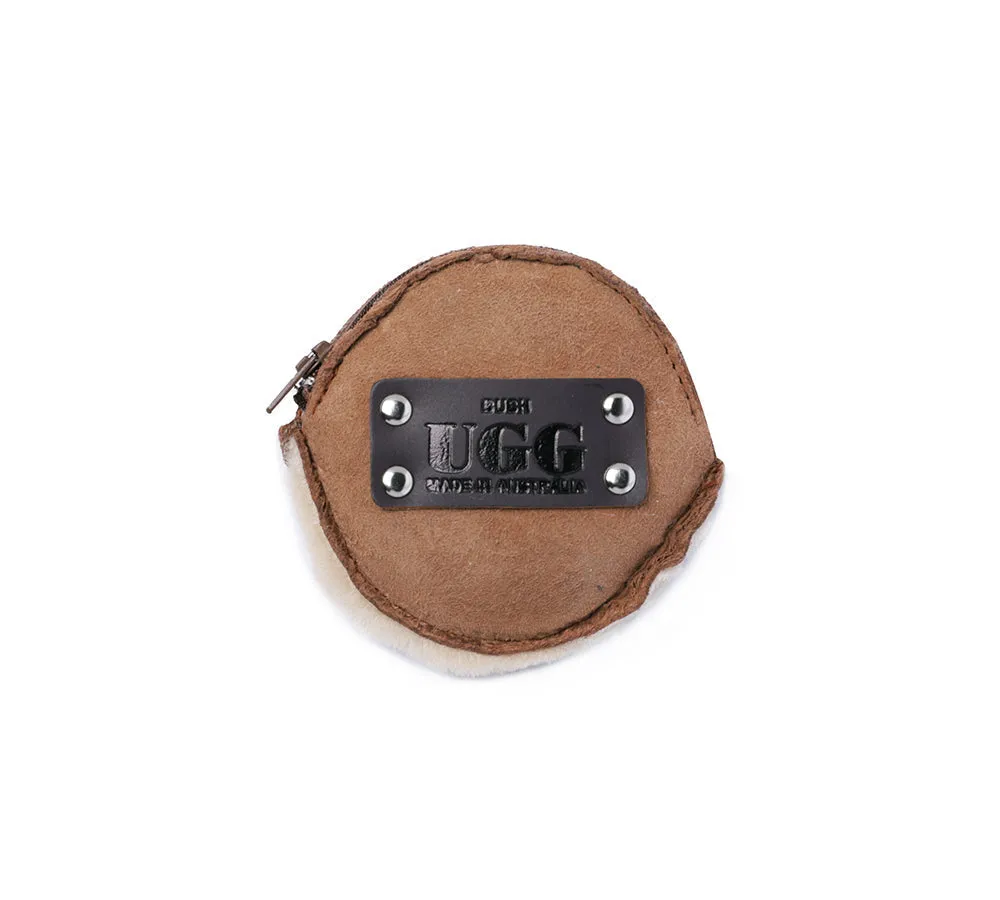 Urban UGG sheepskin fluffy purse with round zip closure in wool.