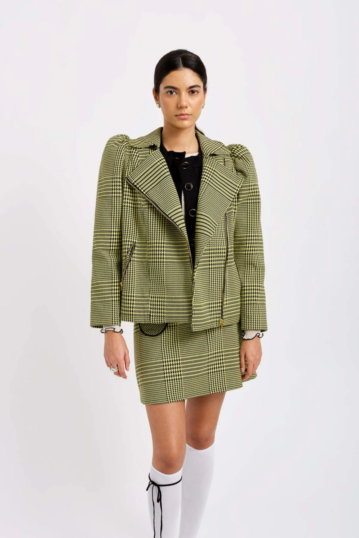 Valentine Moto Coat - Clueless Yellow Plaid