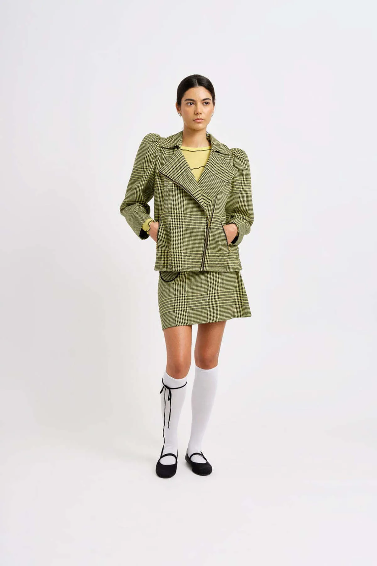 Valentine Moto Coat - Clueless Yellow Plaid