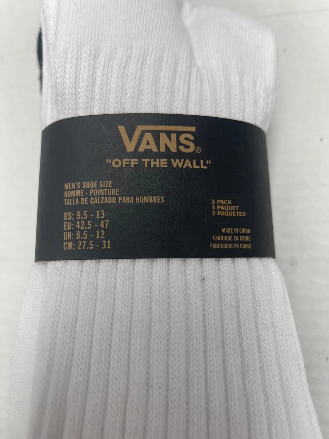 VANS 3-Pack Men's Crew Socks - Classic Collection.