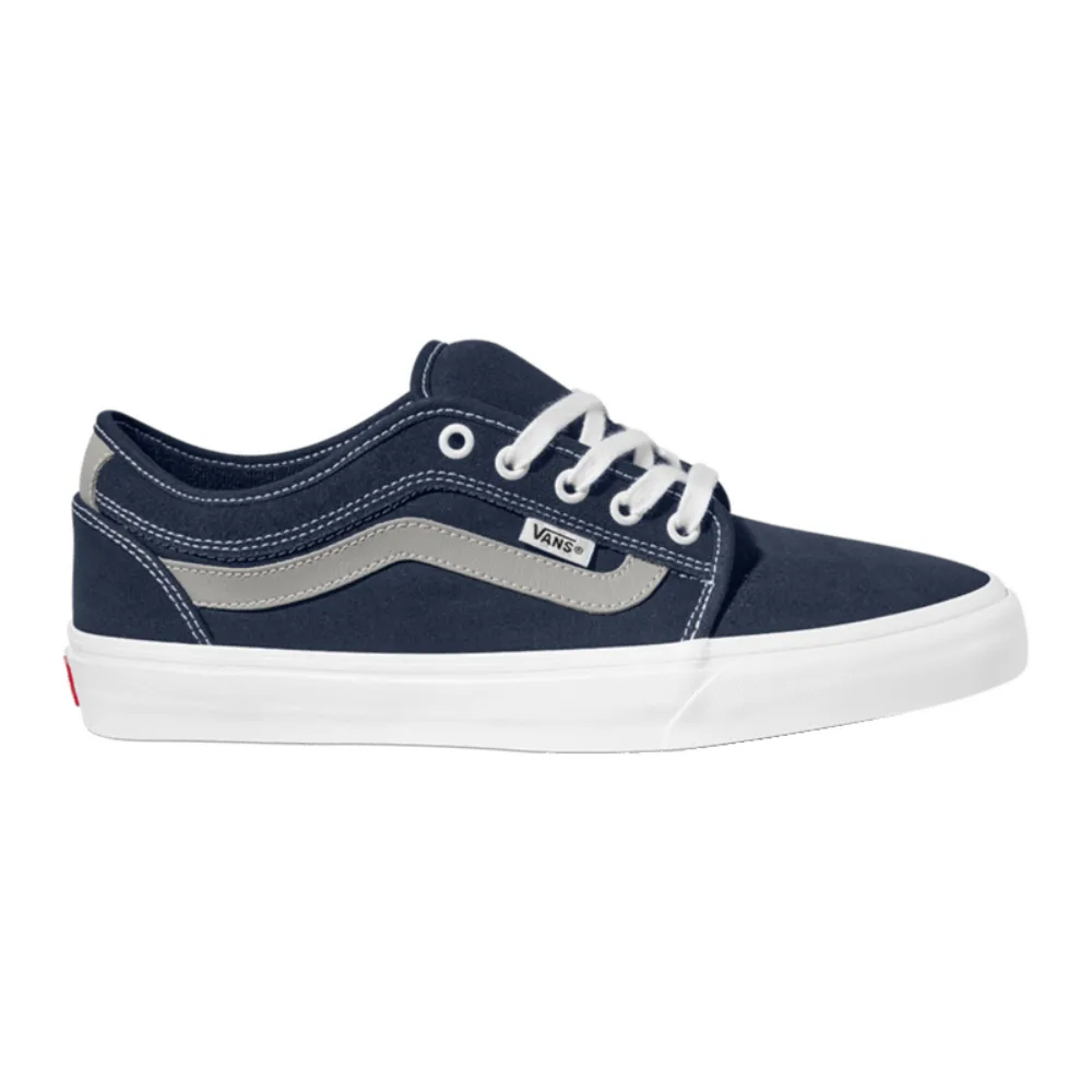 Vans Chukka Low Sidestripe Navy/Grey: Navy Blue and Grey Chukka Low Sneakers from Vans