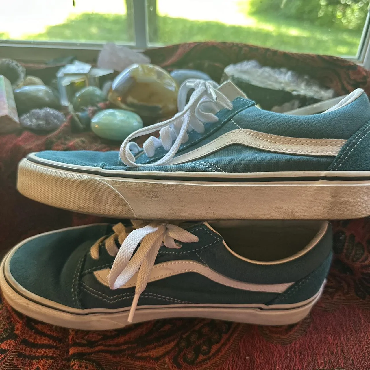 Vans Women's Blue and Green Trainers