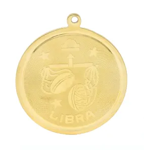 Vintage 14 Karat Yellow Gold Libra Zodiac Medallion Pendant Charm