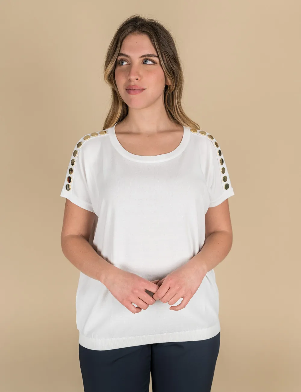 White Viscose Round Neck Sweater - Z.o.e.