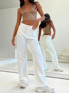 Wide Leg Jeans White - Johnston Clothing