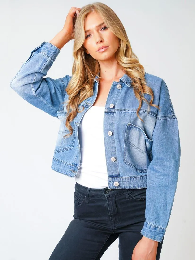 Womens Relaxed Fit Boxy Denim Jacket, Sizes 8 to 16