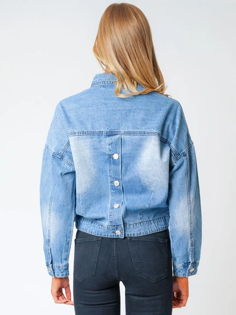 Womens Relaxed Fit Boxy Denim Jacket, Sizes 8 to 16