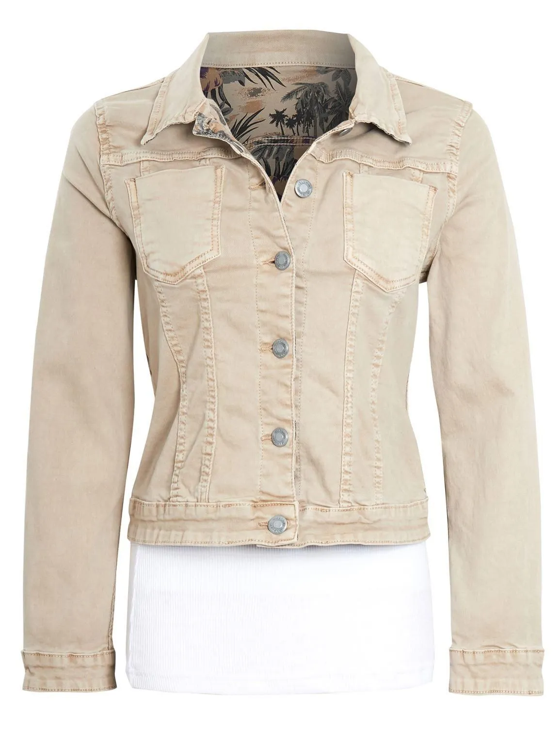 Womens Reversible Stretch Denim Jacket, Khaki, Stone, UK Sizes 8 to 14