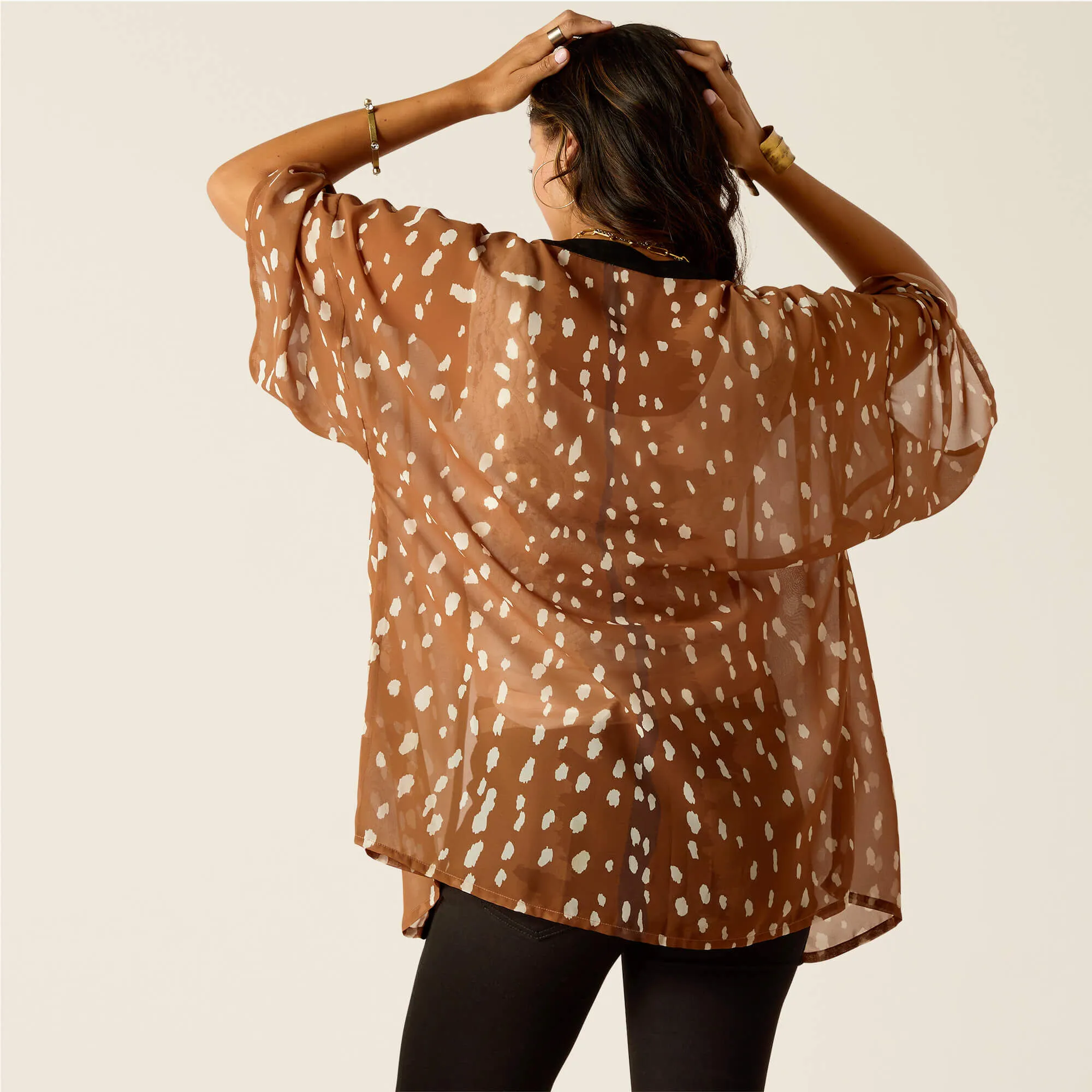 Wrap kimono in fawn color