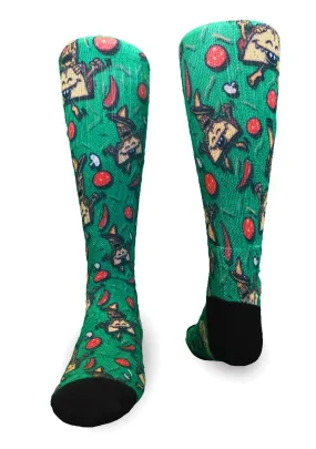 Youth crew socks - green, bad hombre-themed