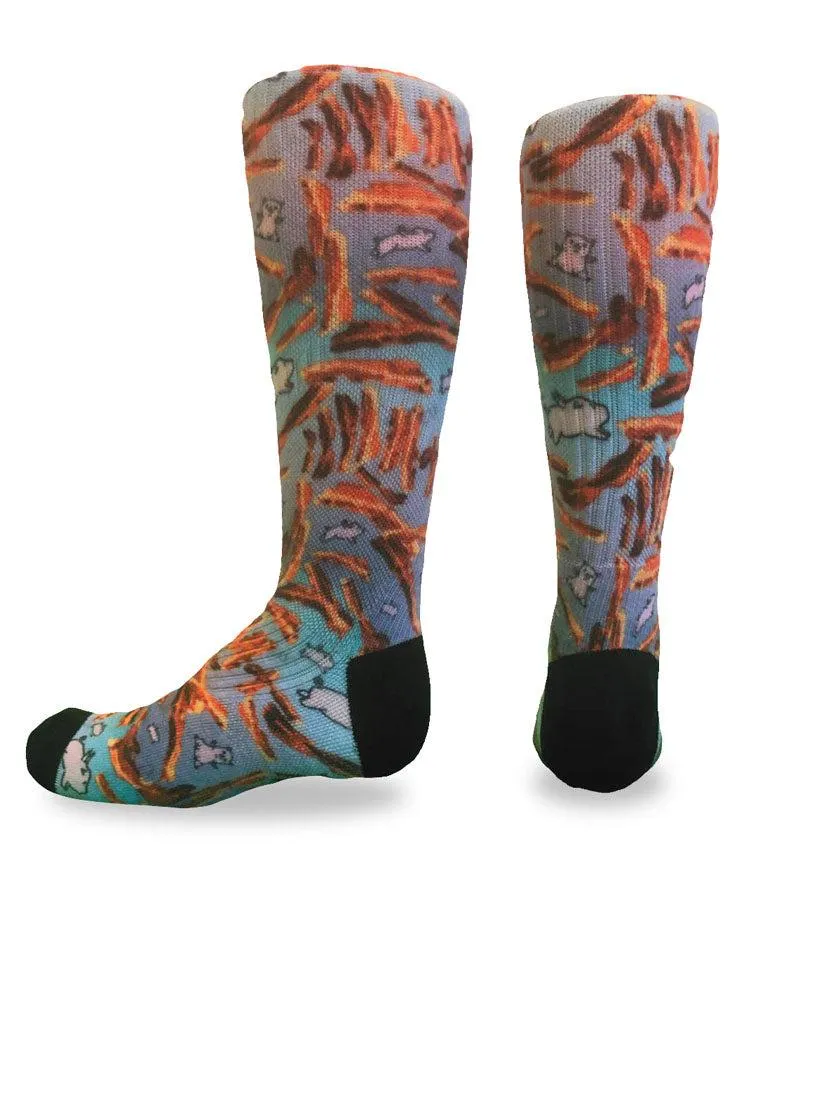 Youth Flow Society Bacon Blue Knee Socks