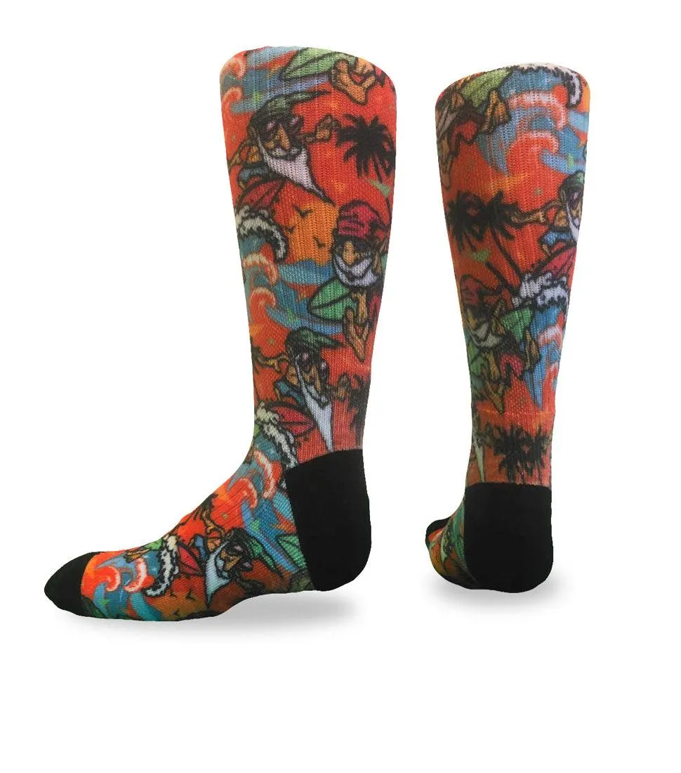 Youth Flow Society Orange Surf Crew Socks