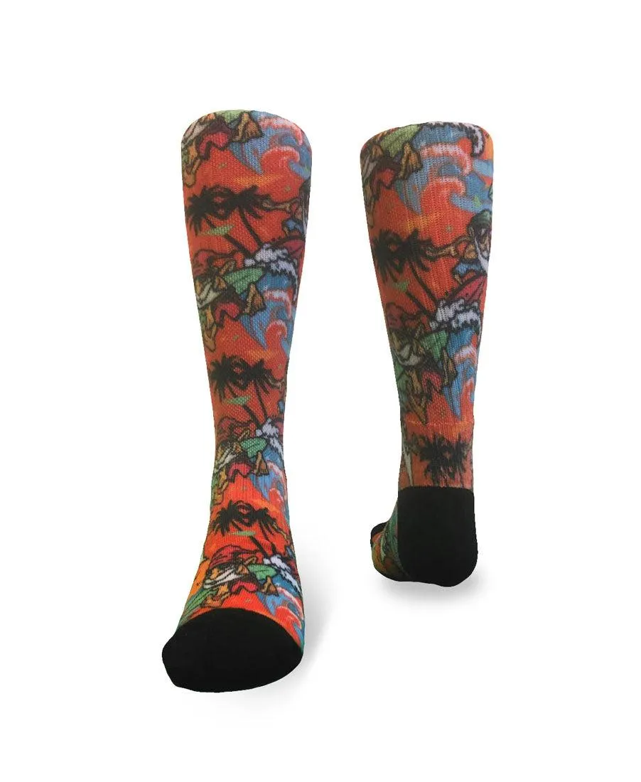 Youth Flow Society Orange Surf Crew Socks