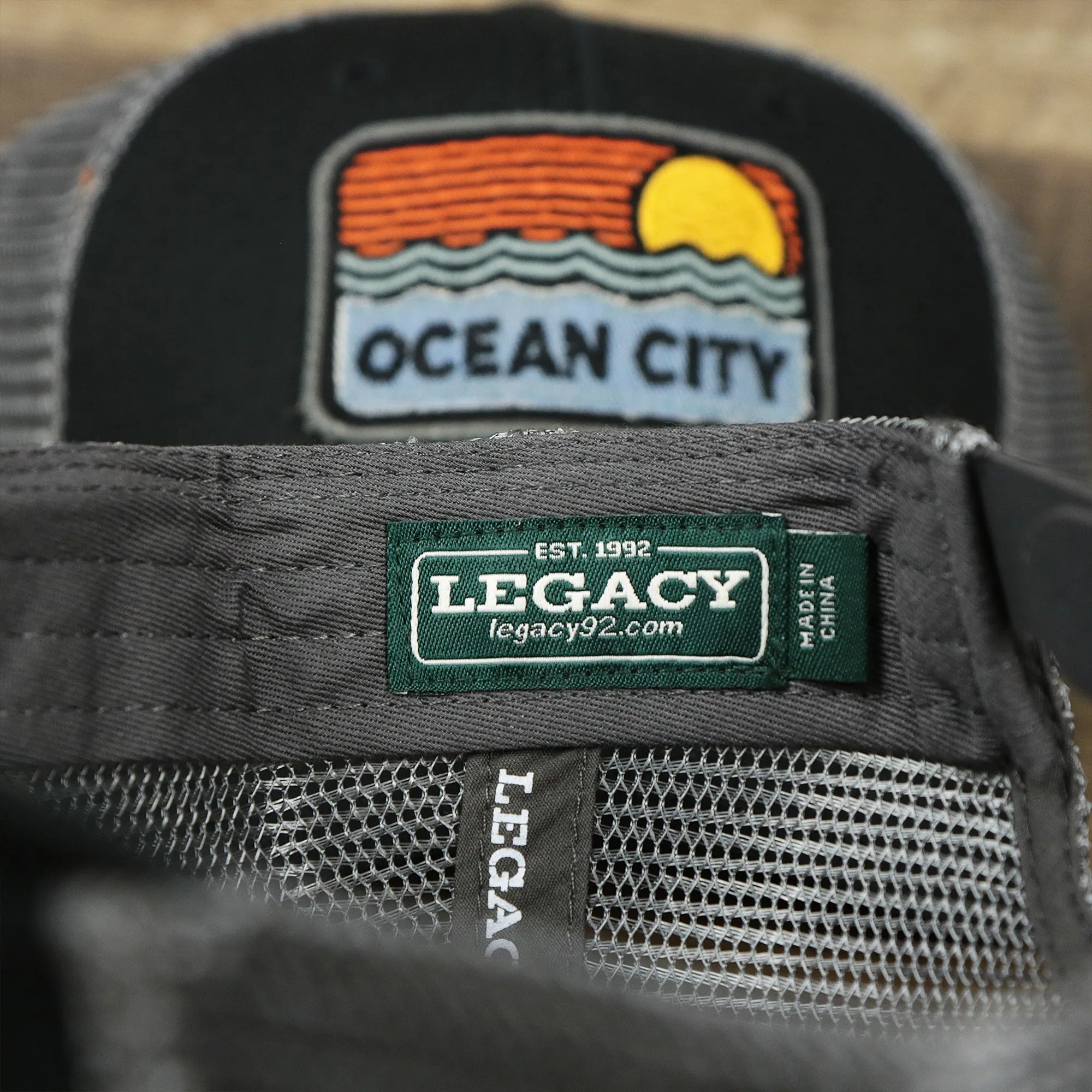 Youth Ocean City Sunset Trucker Hat - Black and Grey