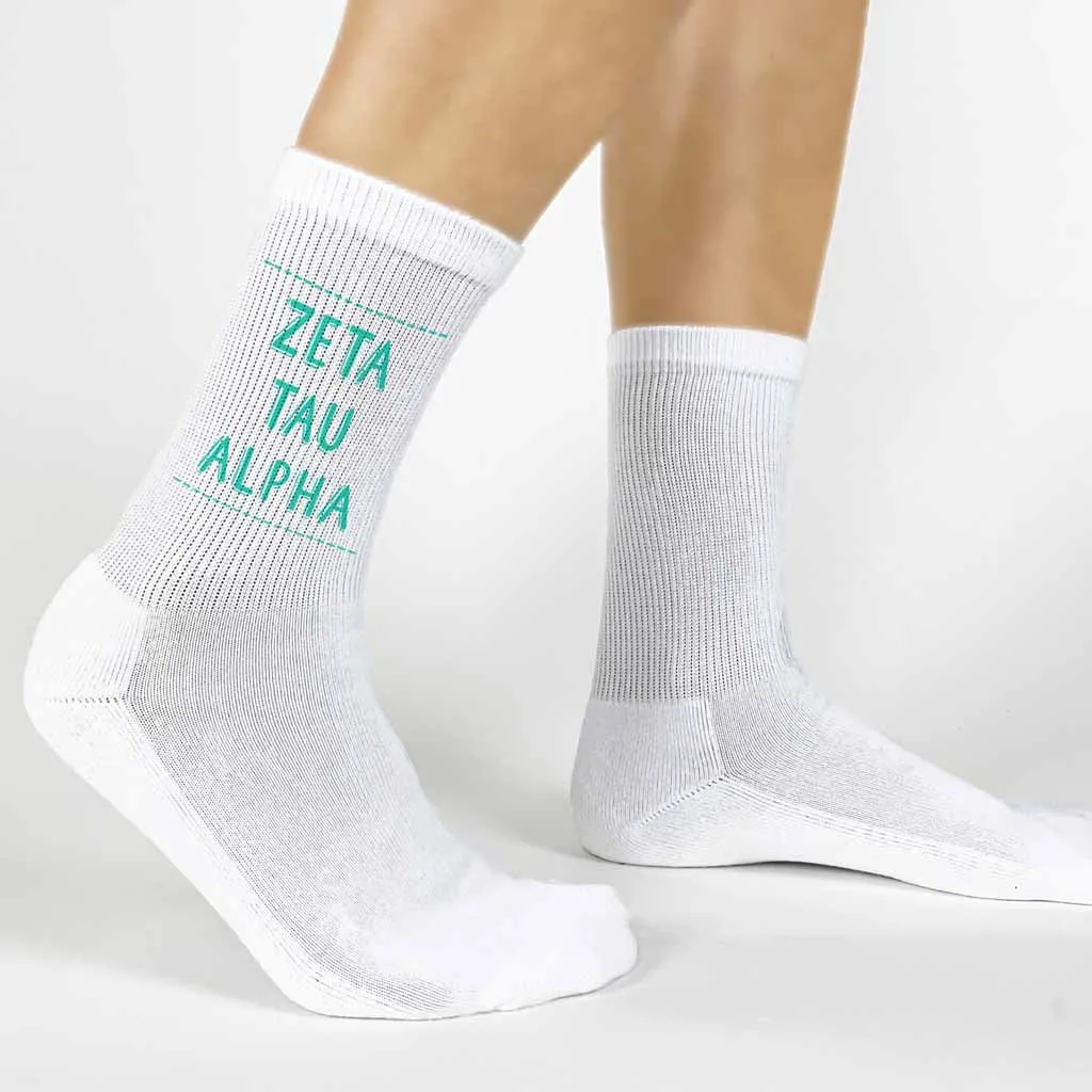 Zeta Tau Alpha Crew Socks - Sorority Colors - Buy Now!