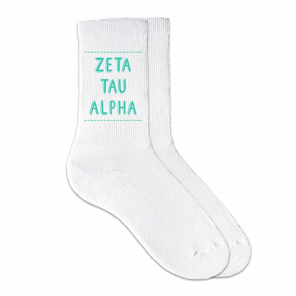 Zeta Tau Alpha Crew Socks - Sorority Colors - Buy Now!